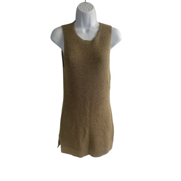 Lauren Ralph Lauren Tops - Lauren Ralph Lauren Knit Tank Top Sleeveless Metallic Gold Tunic Small